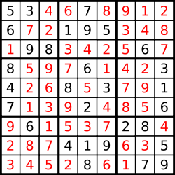 ...and its solution numbers marked in red